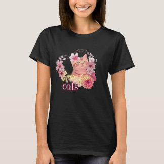 T-shirt Love for Cats Floral Kitten– Cute Pet Lover gift