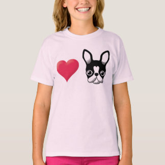 T-shirt Love French Bulldog/Boston Terrier2 Black