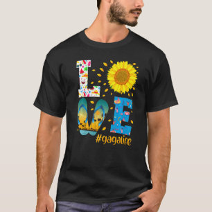T-shirt Love Gaga Vie Flip Flops Tournesol été
