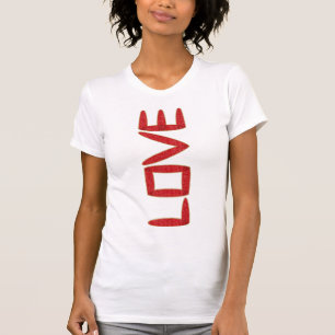 T-shirt Love Girly Red Lettres de Parties scintillant or B