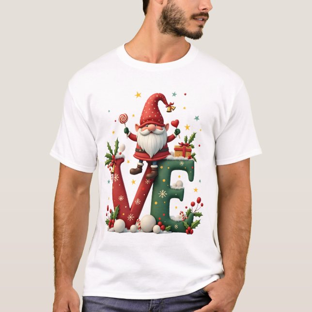 T-shirt LOVE Gnome Christmas (Devant)