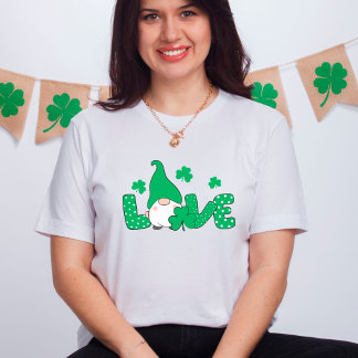 T-shirt Love Gnome Green Shamrocks St. Patrick's Day