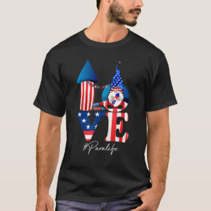 T-shirt Love Gnome with Fireworks American Flag 4e