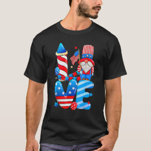 T-shirt Love Gnomes 4 juillet Usa Drapeau Patriotique Enfa