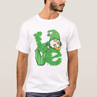T-shirt Love Gnomes Shamrock Horseshoe