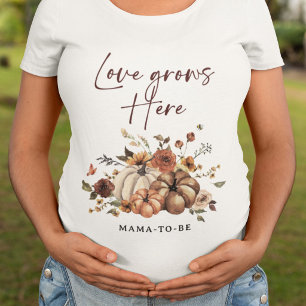 T-shirt Love Grows Here Pumpkin Fall Baby Shower