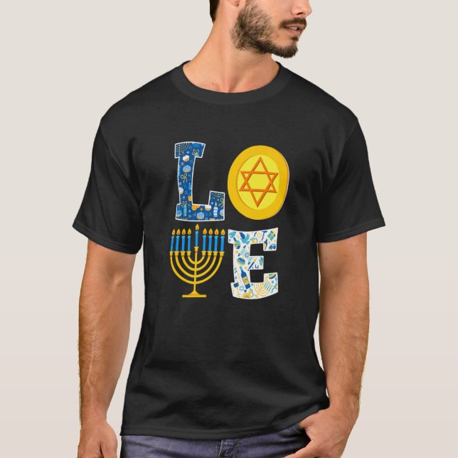 T-shirt Love Hanukkah  Chanukah Menorah Pajama Matching Fa (Devant)
