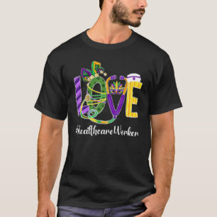 T-shirt Love Healthcare Worker Leopard Mardi Gras Festival
