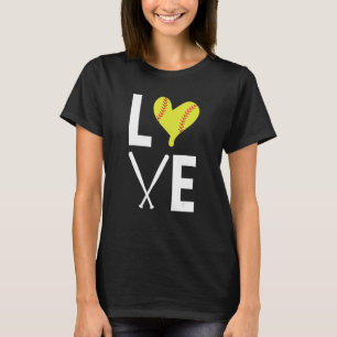 T-shirt Love Heart Formé Ball Softball Bats Softball