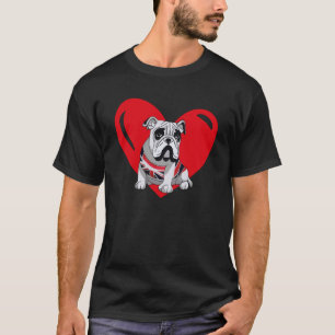 T-shirt Love Heart Graphic Valentine's Day English Bulldog