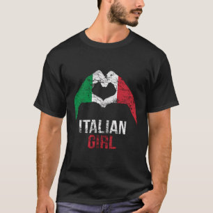 T-shirt Love Heart Italie Drapeau Fière Italienne Vintage