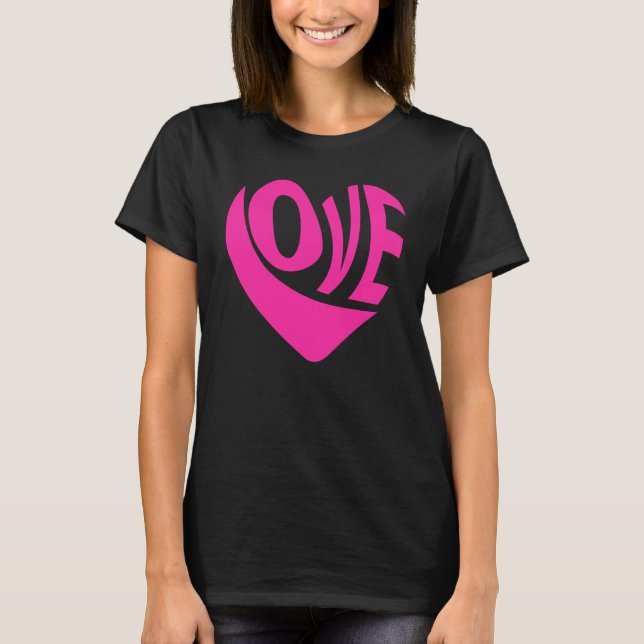 T-shirt Love Heart Pink Word (Devant)