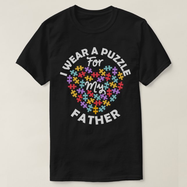 T-shirt Love Heart Sensibilisation sur l'autisme Je Porte  (Design devant)