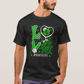 T-shirt Love Heart Stethoscope Syringe Nurse St patrick D
