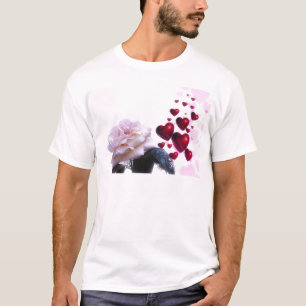 T-shirt Love Hearts Roses Fleur Fleur Destinée Nature