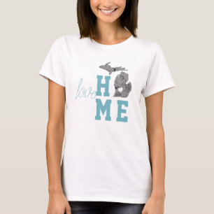 T-shirt Love Home State Michigan Grey Blue Poppies