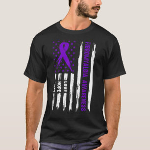 T-shirt Love Hope Faith American Flag Purple Fibromyalgia