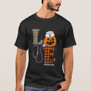 T-shirt Love Hospice Nurse Leopard Citrouille Halloween Nu