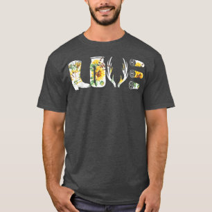 T-shirt Love Hunve Deer Boot Sunflower Spring 