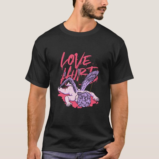 T-shirt Love Hurts Broken Sad Cupid Valentines Day Emo Bro (Devant)