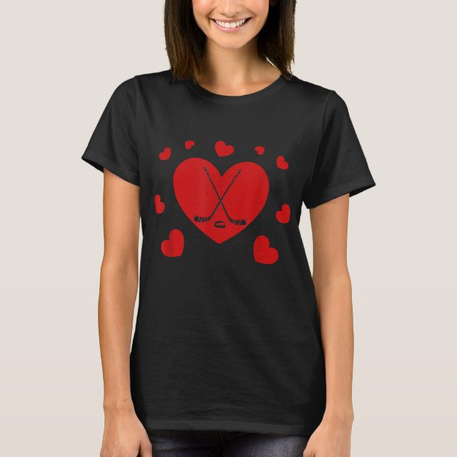 T-shirt Love Ice Hockey Coeurs Hockey Amateurs de hockey (Devant)