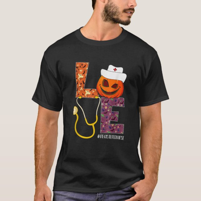 T-shirt Love Infirmière inscrite Infirmière à vie Citrouil (Devant)