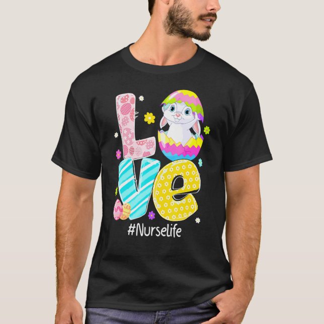 T-shirt Love Infirmière Vie Peut Rn Ou Lapin Oreilles Drôl (Devant)