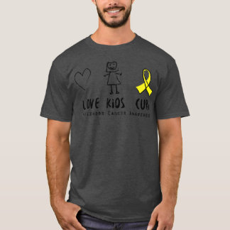 T-shirt Love Kids Cure Chilhood Cancer Awareness Cute Sup