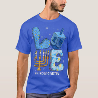 T-shirt Love Kindergarten enseignant Chanukah Jewish Hanou