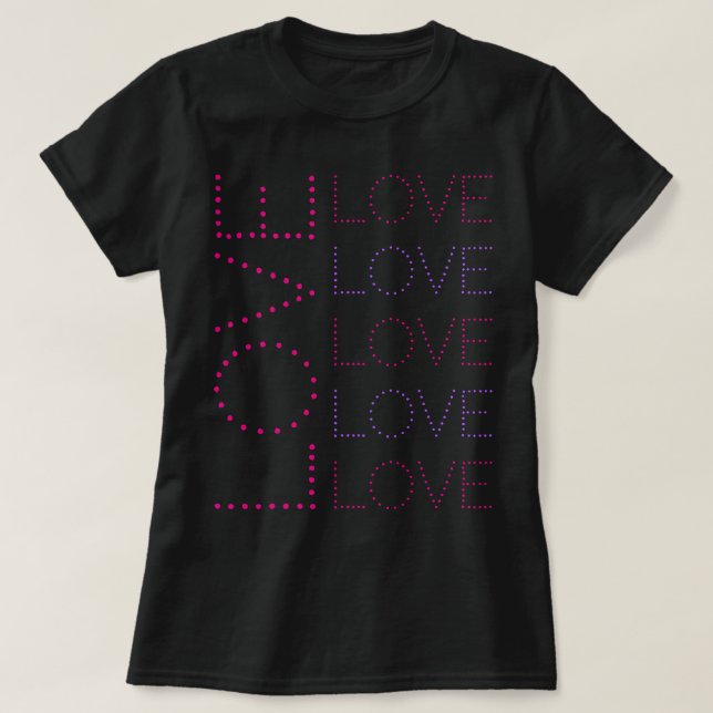 T-shirt LOVE Lavender Et Pink Chic Typographie Dotée (Design devant)