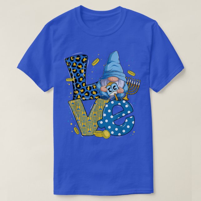 T-shirt Love Leopard Gnome Hanoukka mignonnes Gnomies avec (Design devant)
