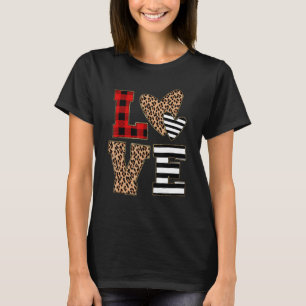 T-shirt Love Leopard Heart Buffalo Red Plaid Valentine Day