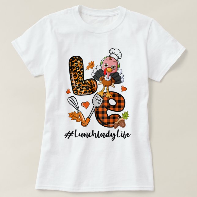 T-shirt Love Lunch Lady Leopard (Design devant)