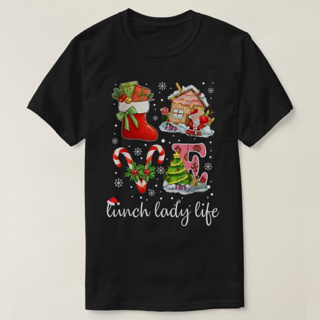 T-shirt Love Lunch Lady Life & Cafeteria Snowflake Christm (Design devant)