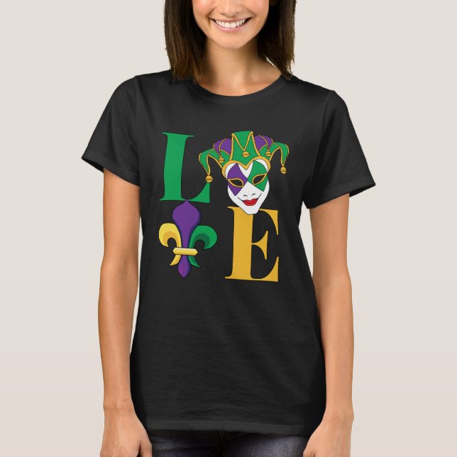 T-shirt Love Mardi Gras Jester Fleur-de-Lis (Devant)