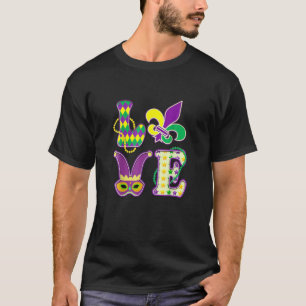 T-shirt Love Mardi Gras Vintage Rretro Valenitnes Vêtement
