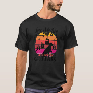 T-shirt Love My Dog And Several Guitars Cute Dog And Guita