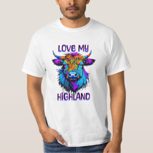 T-shirt Love my Highland Cows Cyberpunk Style Art