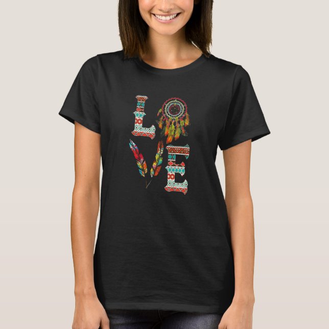 T-shirt LOVE Native American Indian Headdress With Feather (Devant)