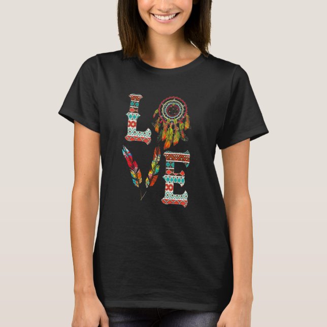 T-shirt LOVE Native American Indian Headdress With Feather (Devant)