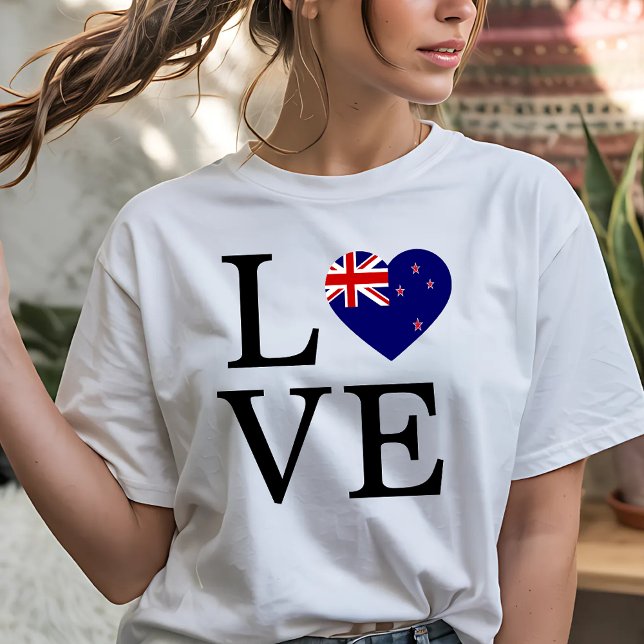 T-shirt Love New Zealand with Flag Heart (Créateur téléchargé)