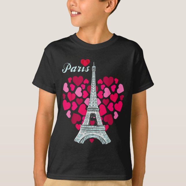 T-shirt Love Paris Heart Eiffel Tower Souvenir France Fren (Devant)