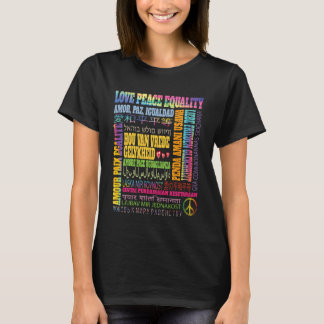 T-shirt Love Peace Equality Phrase in Different Languages 