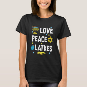 T-shirt Love Peace Latkes Hanoukka Chanukah juif