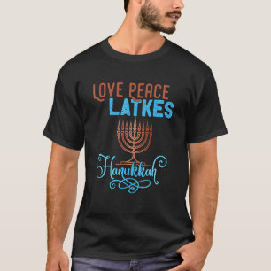 T-shirt Love Peace Latkes Hanoukka Menorah Neuf bougies