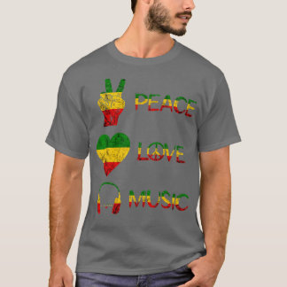 T-shirt Love Peace Music Rasta Reggae Rastafari Roots Regg