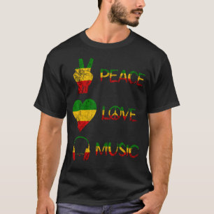 T-shirt Love Peace Music Rasta Reggae Rastafari Roots Regg