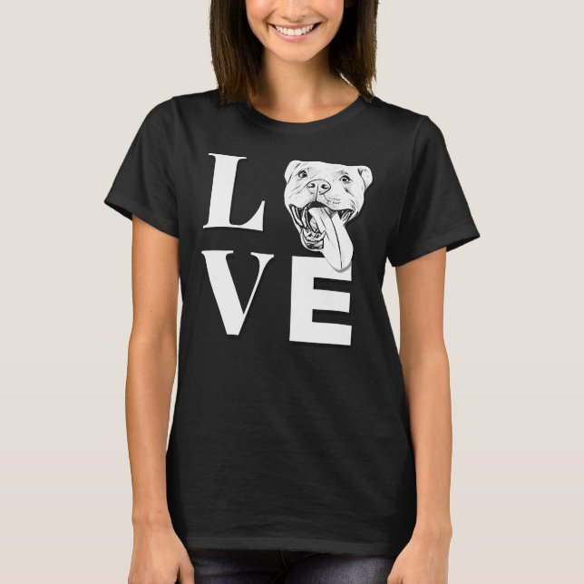 T-shirt Love Pit Bulls Designer Pitbull L O V E (Devant)