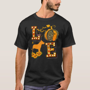 T-shirt Love Pitbull Empreinte de léopard Citrouille Hallo