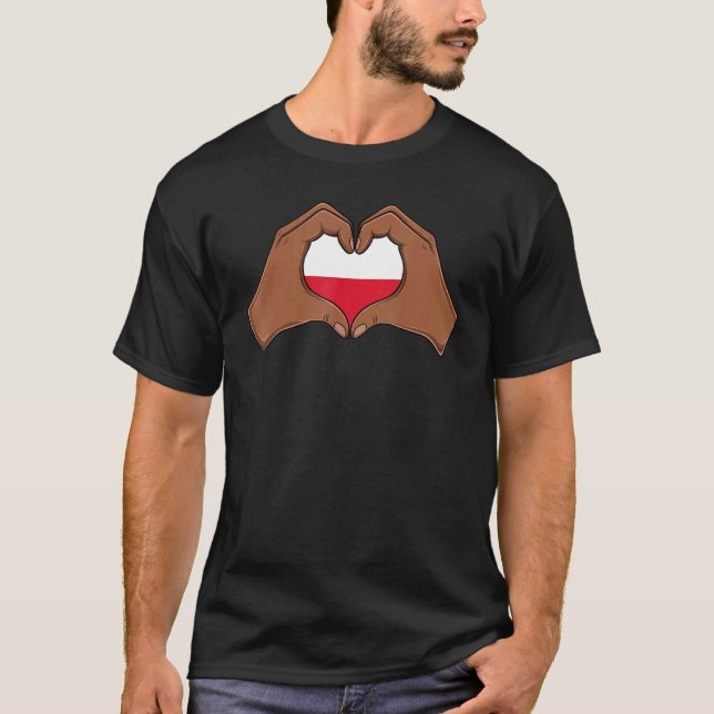 T-shirt Love Pologne Drapeau Coeur Polonais Racines Patrim (Devant)